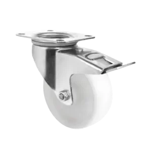 ROTAR Rueda Industrial Nylon Blanca Placa Giratoria con Freno