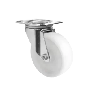 ROTAR LTDA. Rueda Nylon Blanca Placa Giratoria Buje Acero