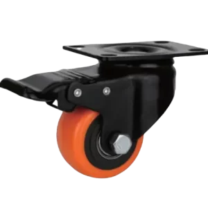 Rueda PVC Naranja Placa Giratoria con Freno