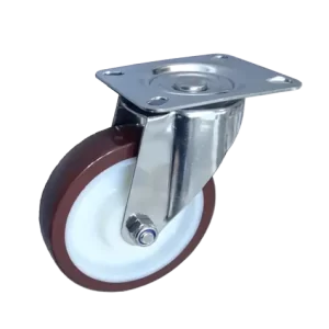 ROTAR Rueda Banda Poliuretano y Núcleo Poliamida Placa Giratoria Inoxidable