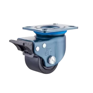 ROTAR LTDA. Rueda NANO Blue Placa Giratoria con Freno, Diámetro 75 mm, Carga 500 Kg.