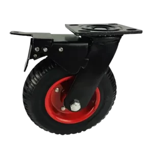ROTAR LTDA. Rueda Caucho Acero Placa Giratoria con Freno Pintura Electroestática Negro