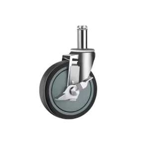 ROTAR LTDA. Rueda Banda TPR Núcleo PP Placa Giratoria con Freno, Vástago Liso, Diámetro 125 mm, Capacidad de Carga 150 Kg.