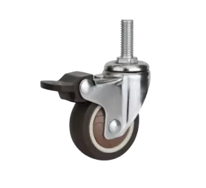 ROTAR LTDA. Rueda Simple Banda TPR Café 75 mm 50 Kg Placa Perno Pasante Giratoria con Freno