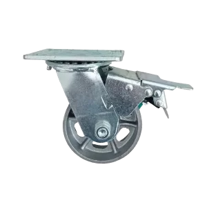 ROTAR LTDA. Rueda Hierro Fundido Placa Giratoria, Acero Galvanizado. Freno Total.