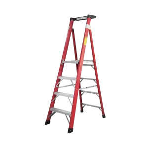 Escalera de Tijera 4 Peldaños Fibra de Vidrio Plataforma Aluminio