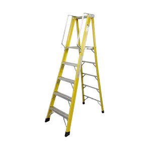 Escalera de Tijera 5 Peldaños Fibra de Vidrio Pasamanos Aluminio