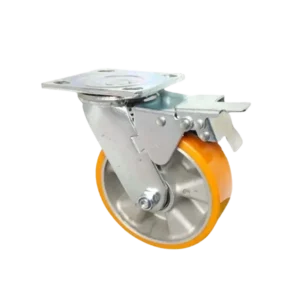 ROTAR LTDA. Rueda Carga Media, Banda Poliuretano Núcleo Aluminio, Placa Giratoria con Freno.